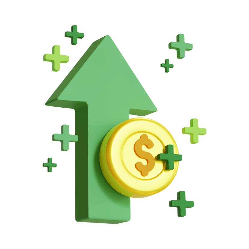 a trading growth sign in golden color